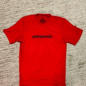 PATAGONIA t=shirt, tee, logo, bright red, men's M from Japan